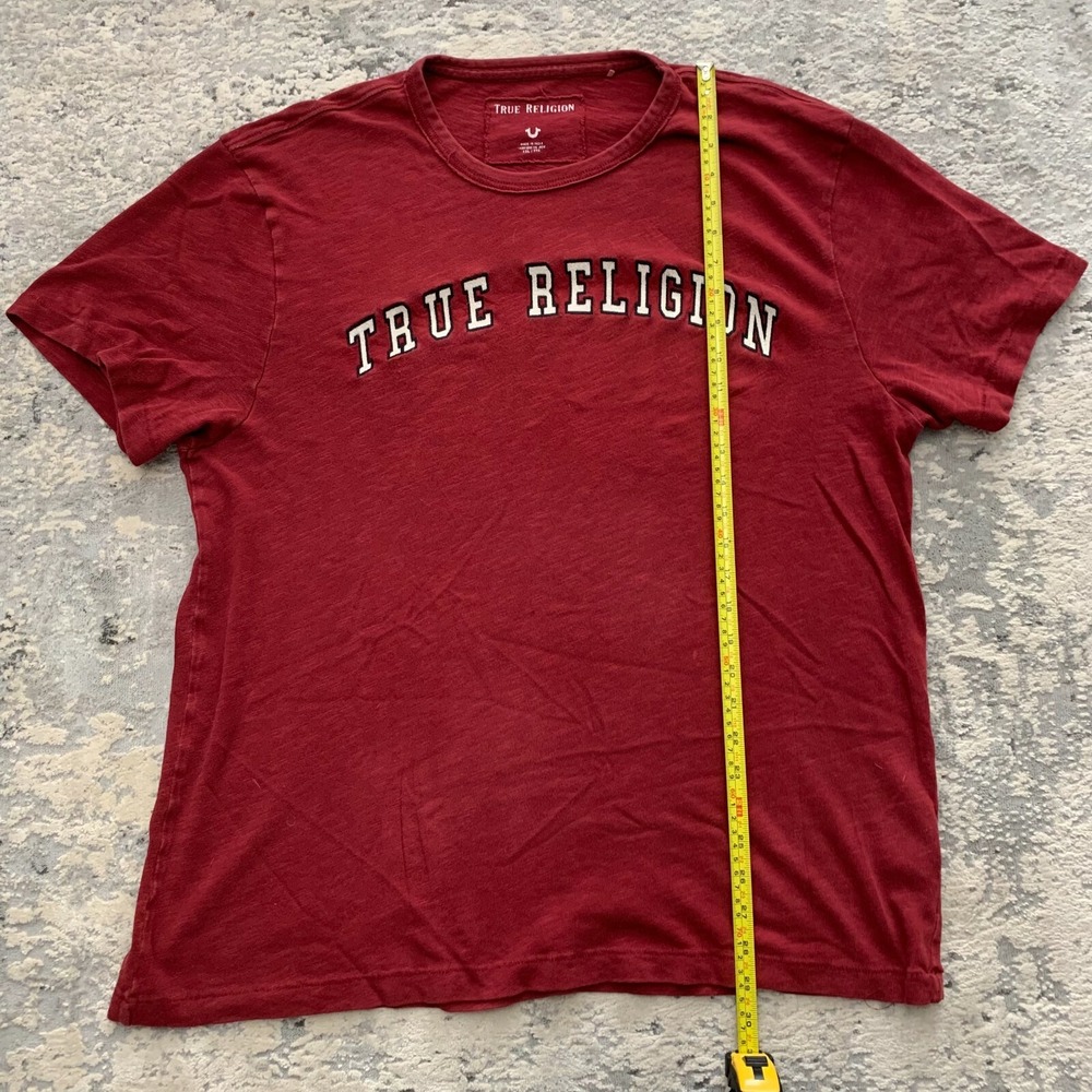 True Religion Brand Jeans Red Logo Short Sleeve T-Shirt Mens XXL 2XL